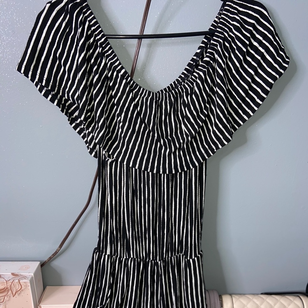 Striped off the shoulders romper